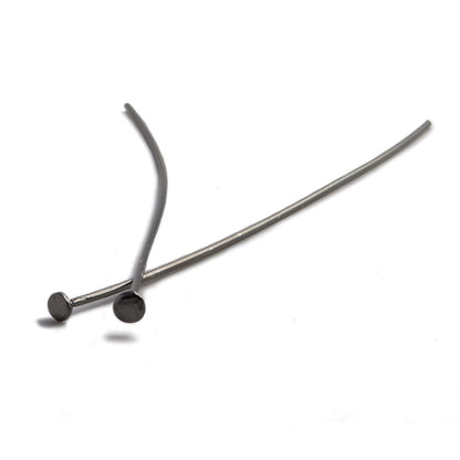 3" length Disc Headpin Black Gold plated .925 Silver, 22 Gauge Wire, 10 pieces per Bag