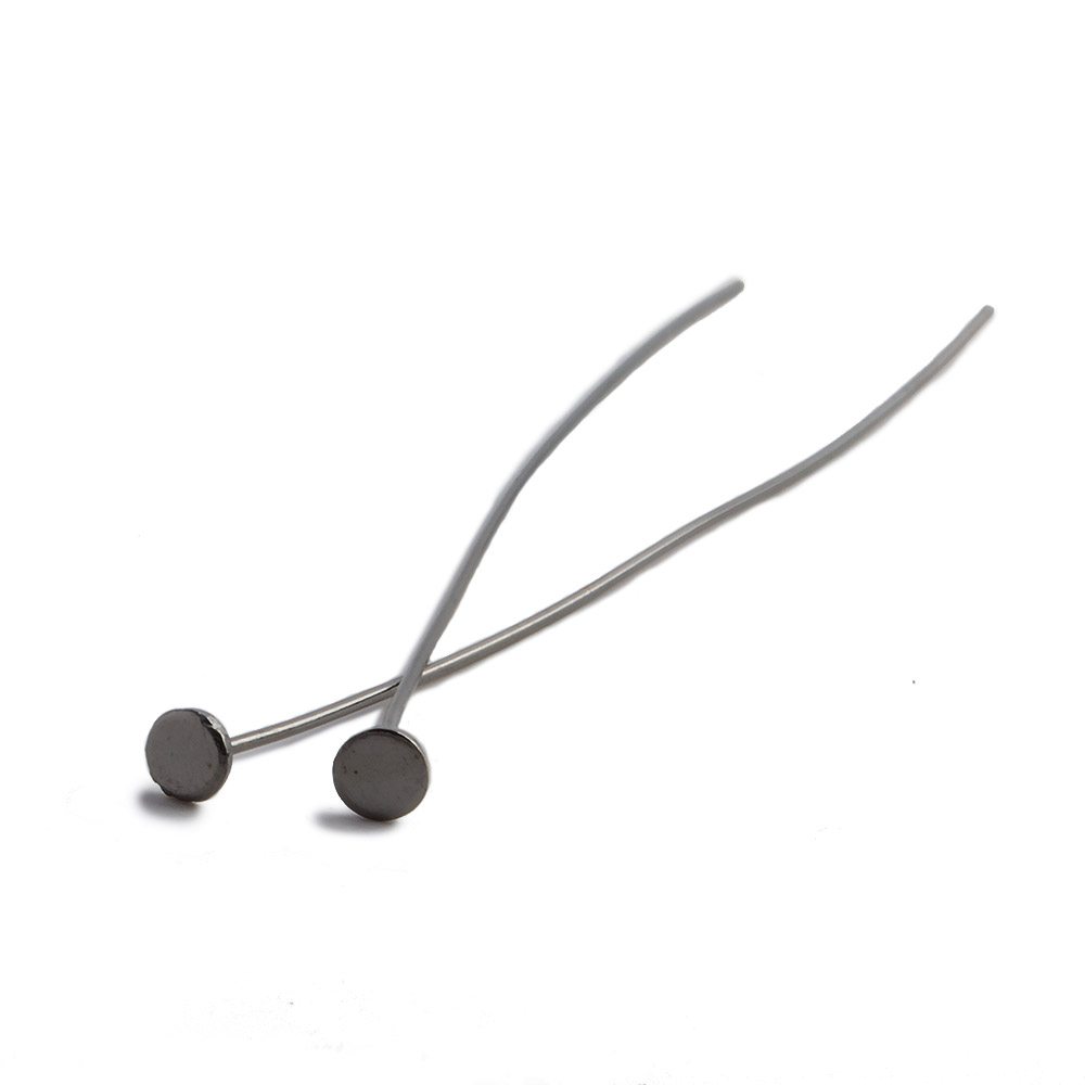 3" length Disc Headpin Black Gold plated .925 Silver, 24 Gauge Wire, 10 pieces per Bag