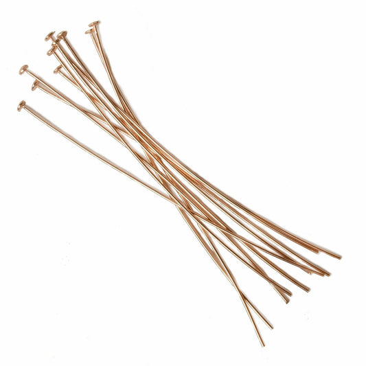 3" length Rose Gold Disc Headpin 22 Gauge Wire 10 pieces per Bag