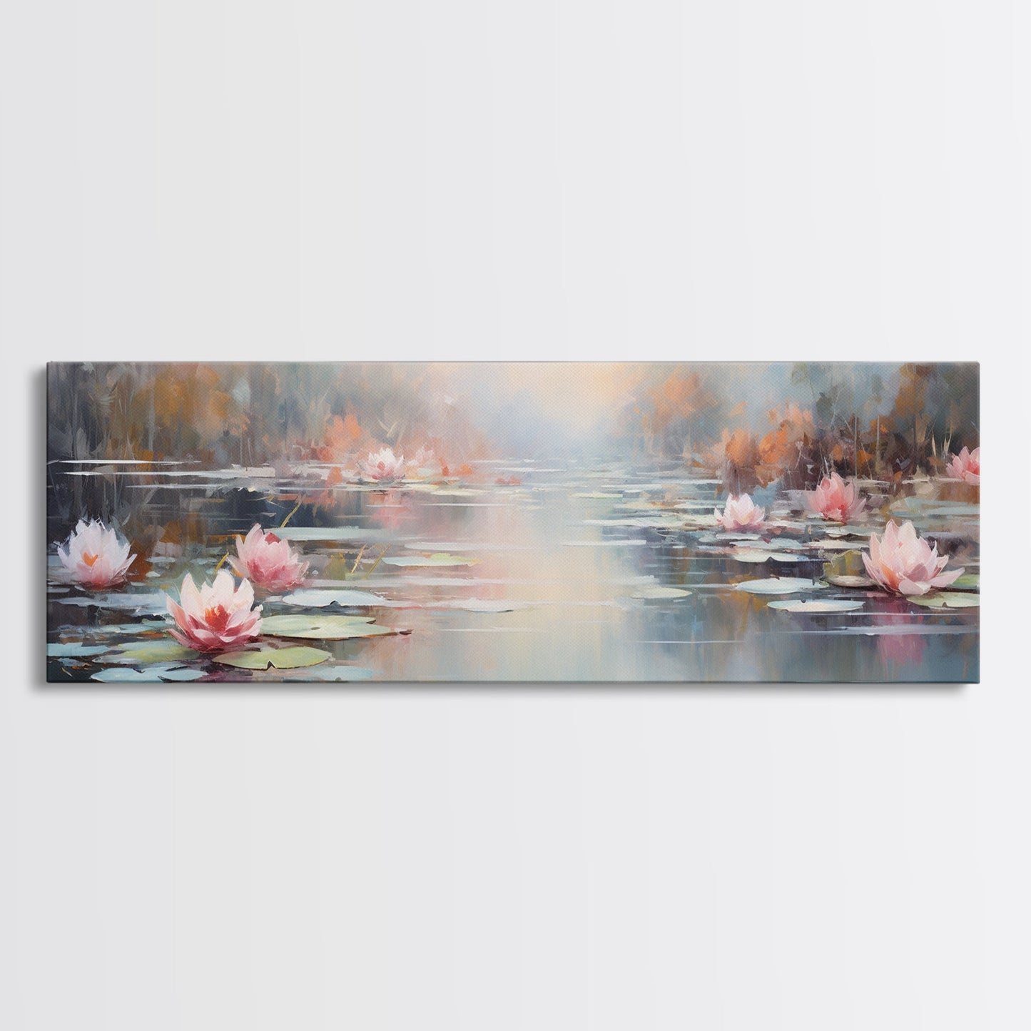 White Water Lilies Fantasy Decor, Framed Canvas Print, Ready To Hang, Floral Wall Art, Home Decor, Springtime Art, Farmhouse Art