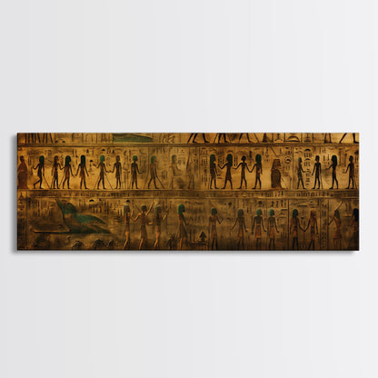 Egyptian Hieroglyphs, Framed Canvas Print, Unique Wall Art, Egyptian Inspired Wall Decor
