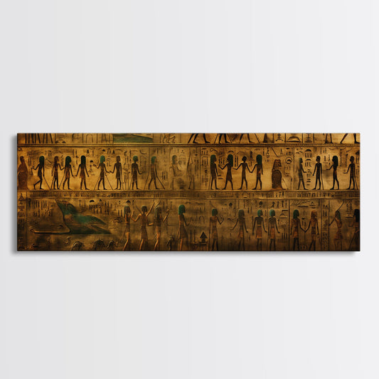 Egyptian Hieroglyphs, Framed Canvas Print, Unique Wall Art, Egyptian Inspired Wall Decor