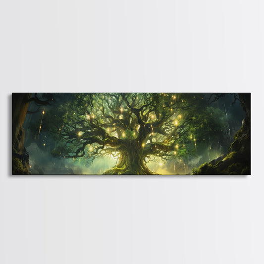 Yggdrasil Colorful Panoramic Painting, Tree of Life Artwork, Nordic Canvas Print, Norse Mythology Art, Mythology Gift, Celtic Artwork