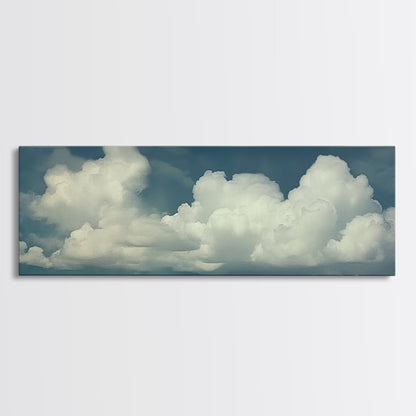 Large Format Clouds Wall Art - Panoramic Print - Framed Canvas Print - Panoramic Framed Canvas Cloudy Art Print - Clouds On A Blue Sky