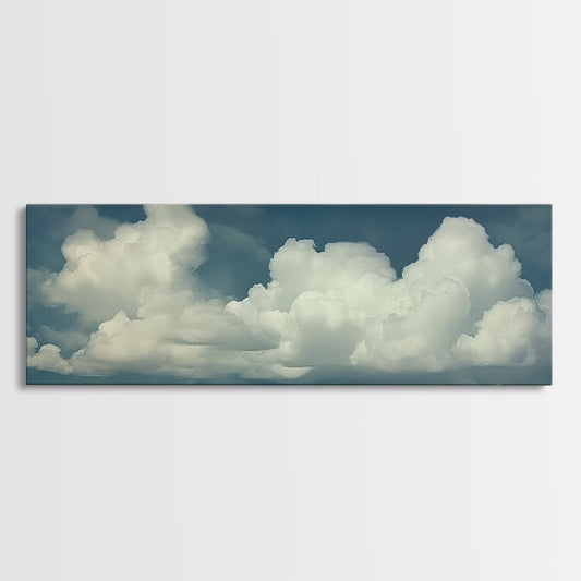 Large Format Clouds Wall Art - Panoramic Print - Framed Canvas Print - Panoramic Framed Canvas Cloudy Art Print - Clouds On A Blue Sky