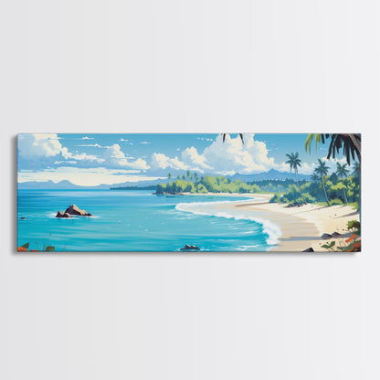 The Beach - Tropical Painting Framed Canvas Print - Hawaii Art - Tropical Decor - Above Sofa Wall Art - Wall Hanging