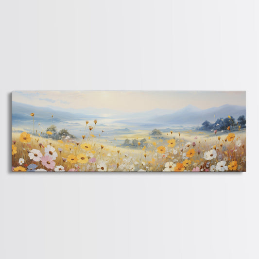 The Wild Flowers - Framed Canvas Wall Art Watercolor Wildflowers Floral Botanical Prints Minimalist Modern Art Boho Wall Decor