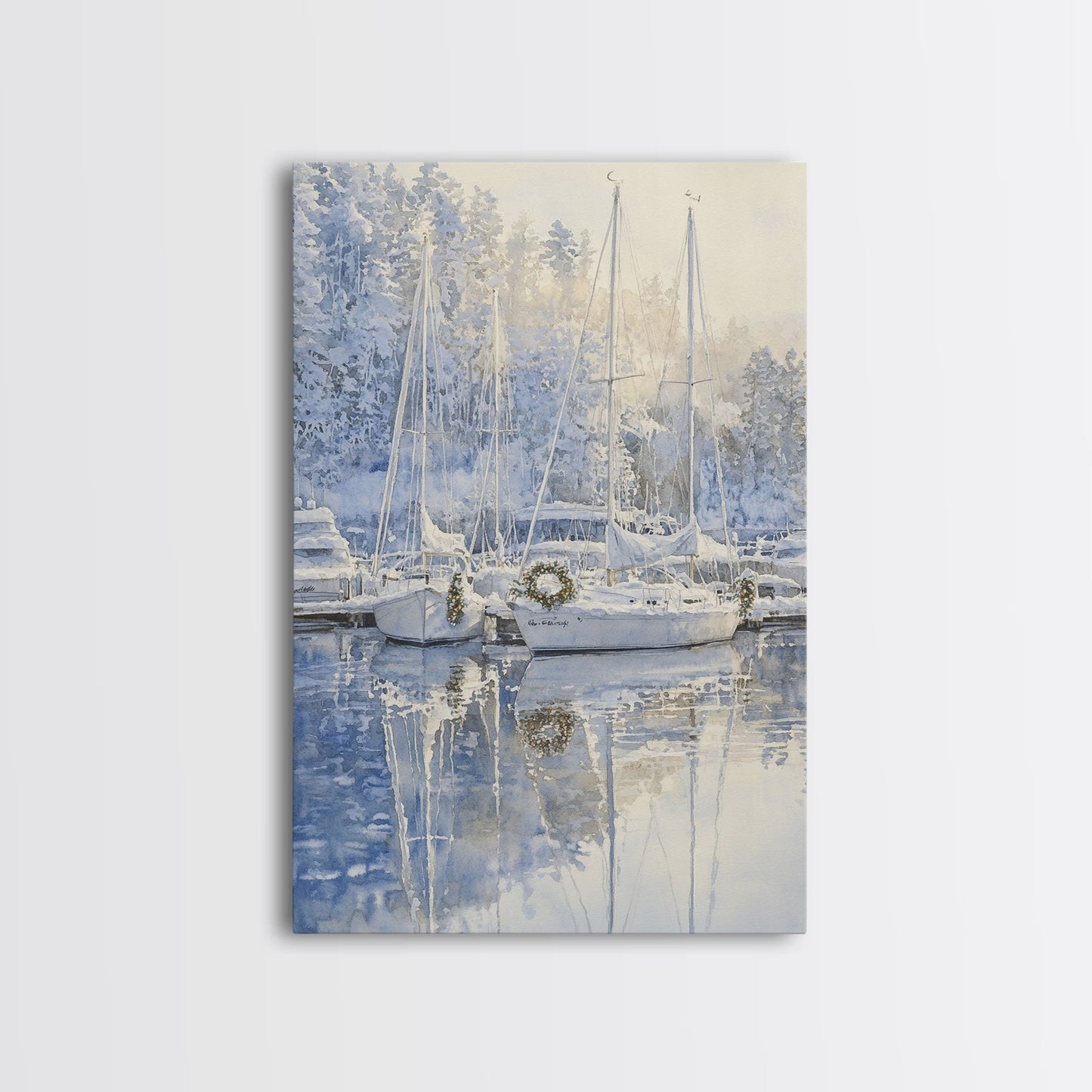 Nautical Christmas Decor, Sailboats On A Frozen Lake, 2024 Christmas Decor, Boho Christmas Decor, Christmas Mantle Decor