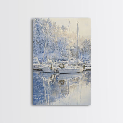 Nautical Christmas Decor, Sailboats On A Frozen Lake, 2024 Christmas Decor, Boho Christmas Decor, Christmas Mantle Decor