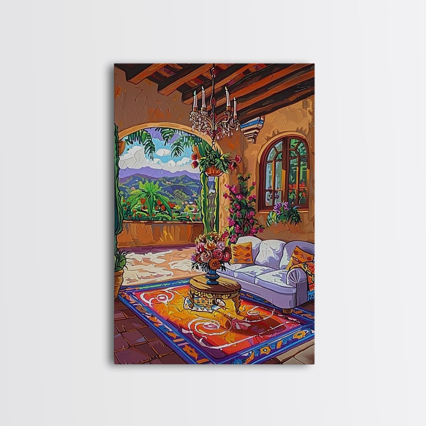Cozy Southwestern Kitchen Framed Canvas Print Colorful Mexican Style Best Gift Home Decor Wall Art Bright Above Sofa Art