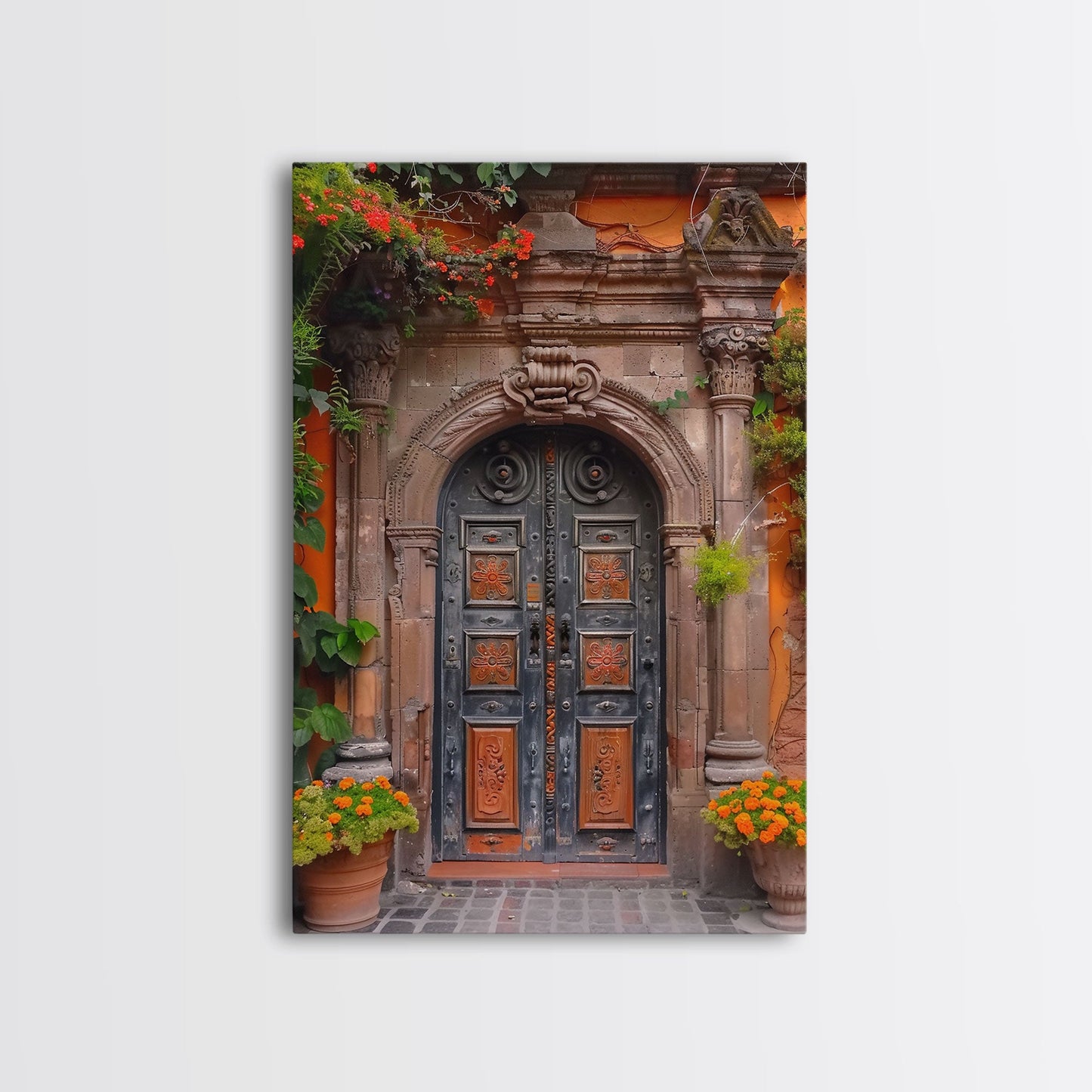 Change2 Indian Wall Art, Colorful Indian Doors, Framed Canvas Print, Painting Print, Traditional Hindu Architecture, Ready To Hang
