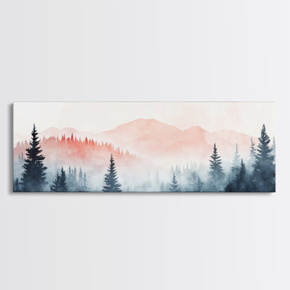 Misty Mountain Panoramic Print, Wood Framed Wall Art, Dark & Moody Home Decor, Fog Over The Blueridge Mountains