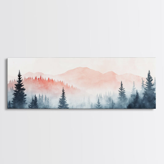Misty Mountain Panoramic Print, Wood Framed Wall Art, Dark & Moody Home Decor, Fog Over The Blueridge Mountains