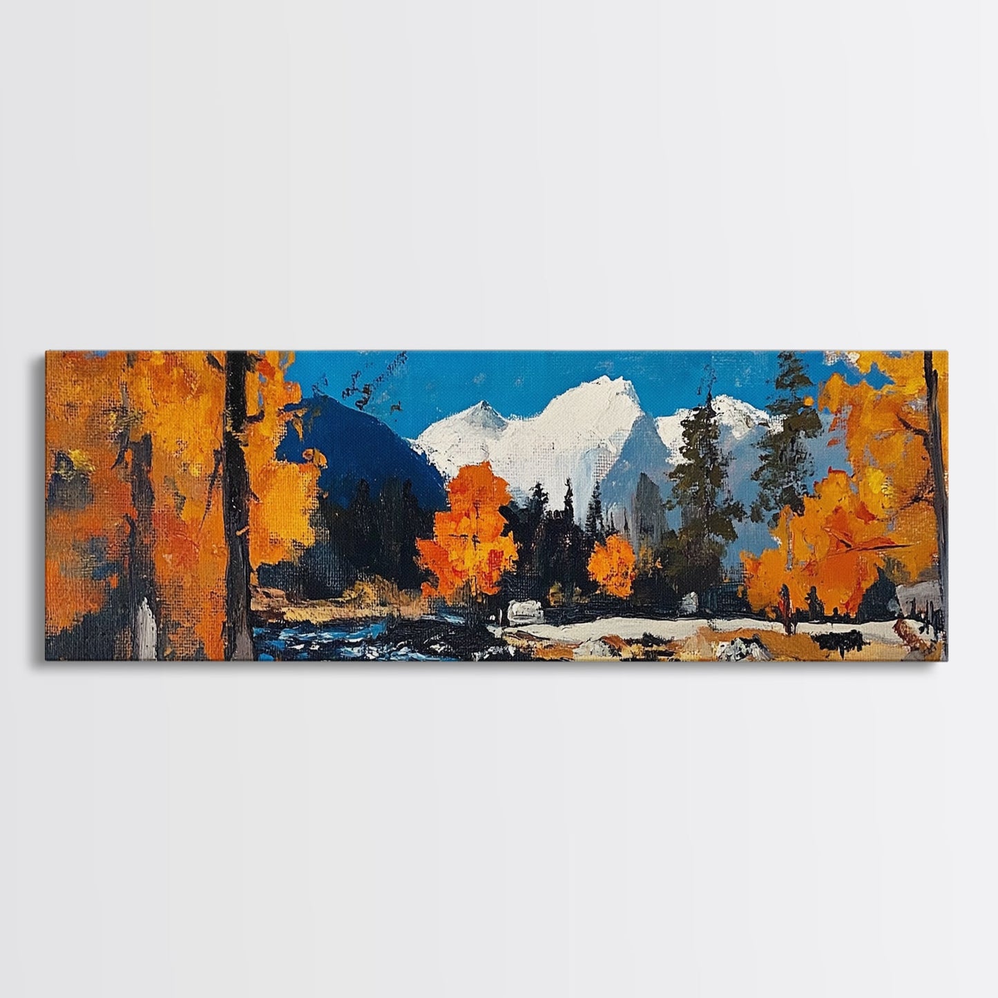 Landscape Wall Art Framed - Horizontal Landscape Print - Fall landscape Painting - Panoramic Landscape Wall Art - Woodlands Painting - Nature Art