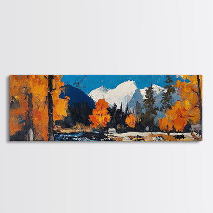 Landscape Wall Art Framed - Horizontal Landscape Print - Fall landscape Painting - Panoramic Landscape Wall Art - Woodlands Painting - Nature Art