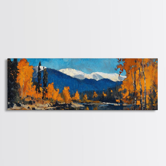 Fall Landscape Painting Print | Large Framed Vintage Art | Oil Painting Print | Fall Decor | Fall Painting | Living Room Wall Art | Canvas Wall Art