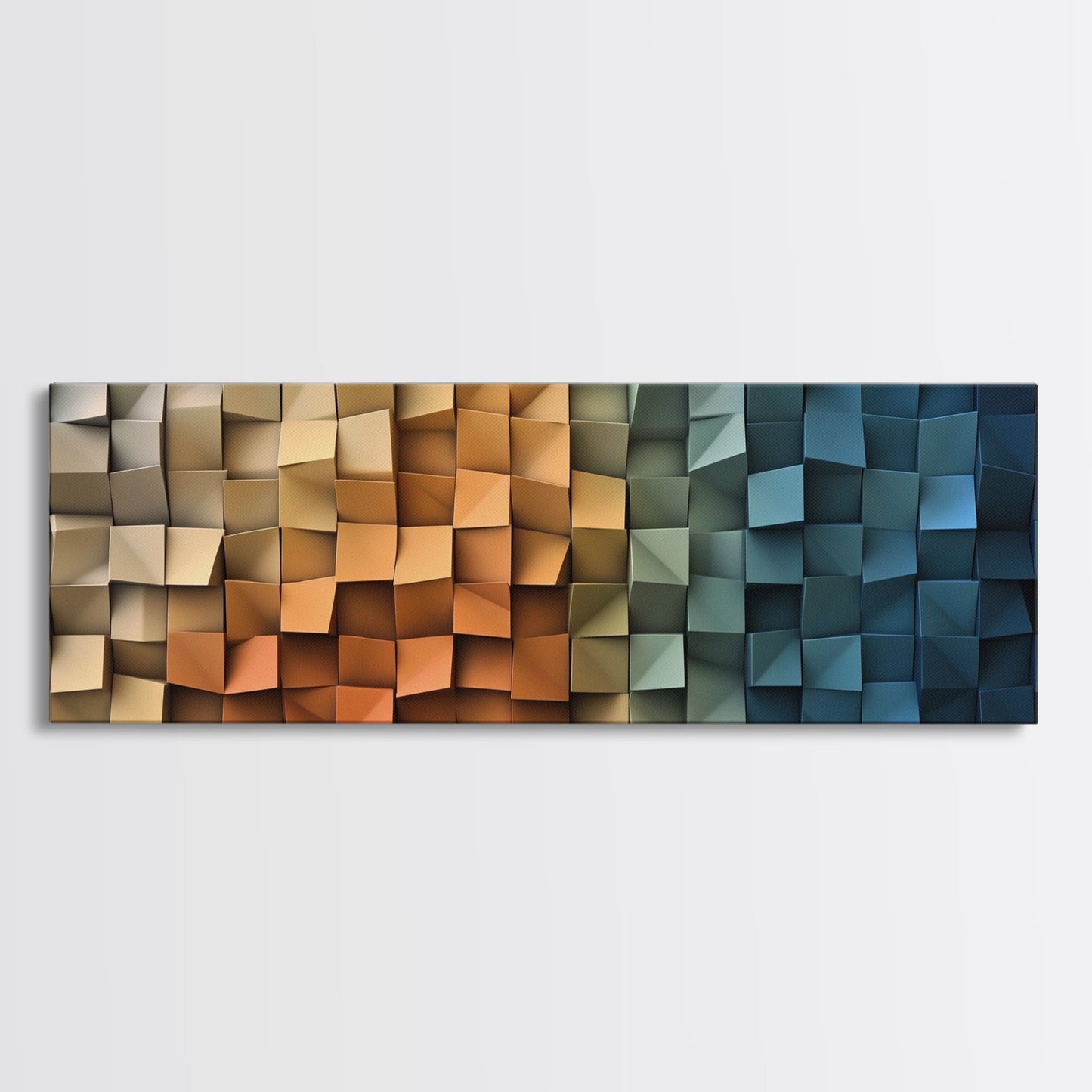 The Beach as Cubes - Framed Canvas Print - Abstract Geometric Patterns Wall Art