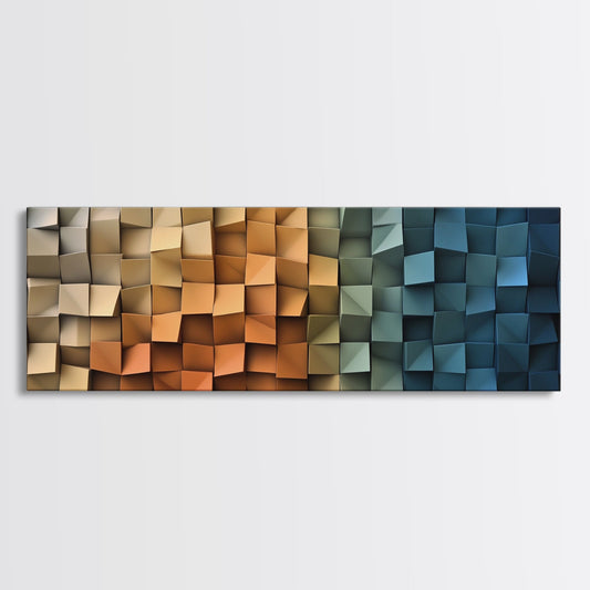 The Beach as Cubes - Framed Canvas Print - Abstract Geometric Patterns Wall Art