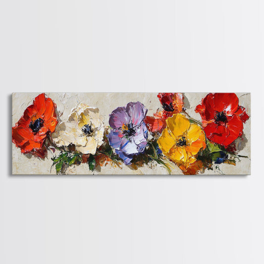 Framed Canvas Wall Art - Wild Flowers - Canvas Print - Impasto Style Oil Painting Print - Floral Botanical Wall Art - Wild Flowers