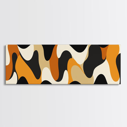 Amber Waves - Framed Canvas Print - Boho Abstract Wall Art - Modern Home Decor - MCM Style Black Background Wall Art