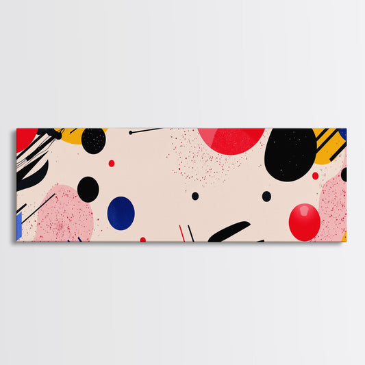 Retro 1990s Inspired Wall Art, Framed Canvas Print, Pink and Cerise Geometric Shapes, Boho Abstract Art, Modern Art / Home Decor