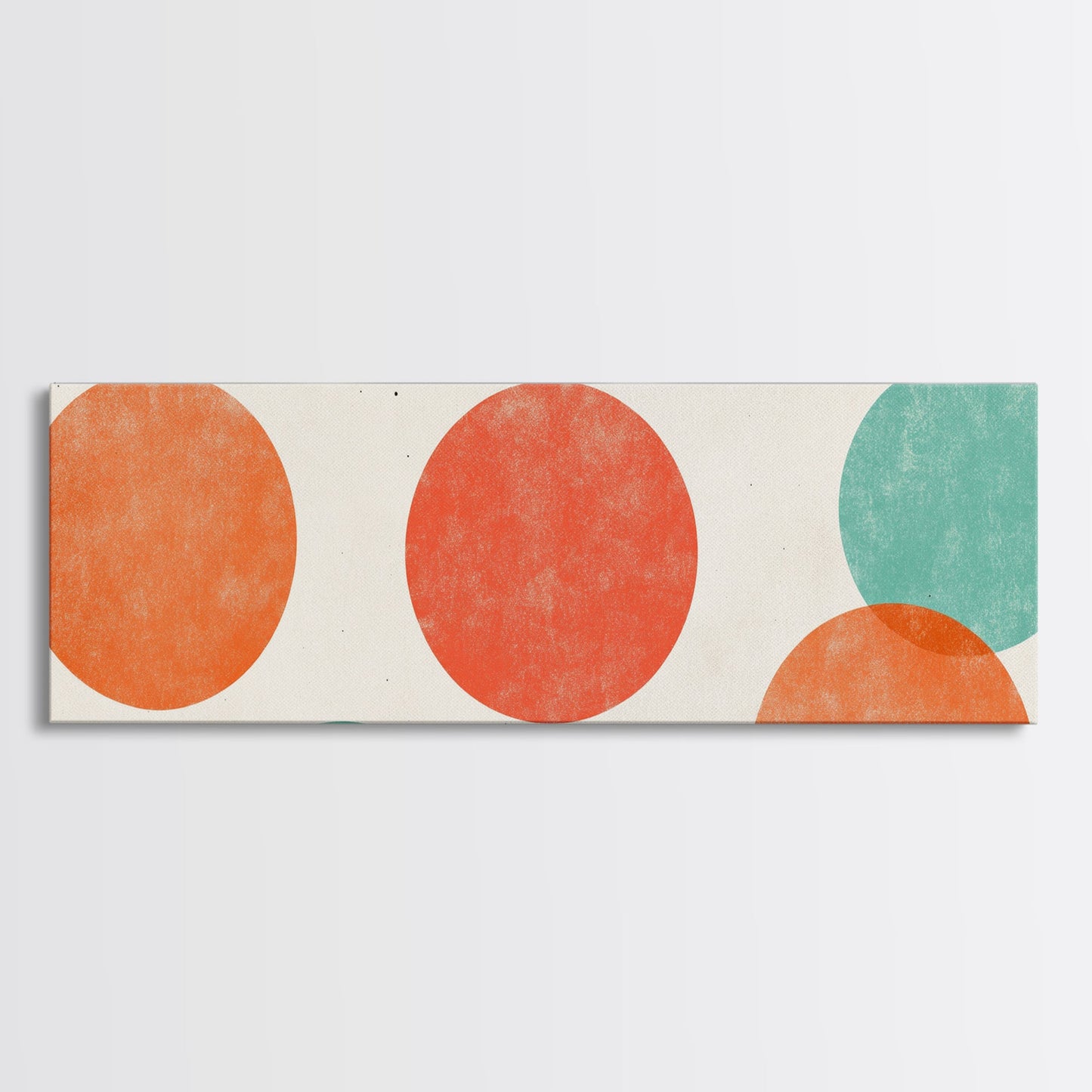 Orange and Green Wabi Sabi Wall Art, Framed Canvas Print, Abstract Wall Art, Minimalist / Neutral Circles Extra Wide Art