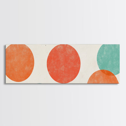 Orange and Green Wabi Sabi Wall Art, Framed Canvas Print, Abstract Wall Art, Minimalist / Neutral Circles Extra Wide Art
