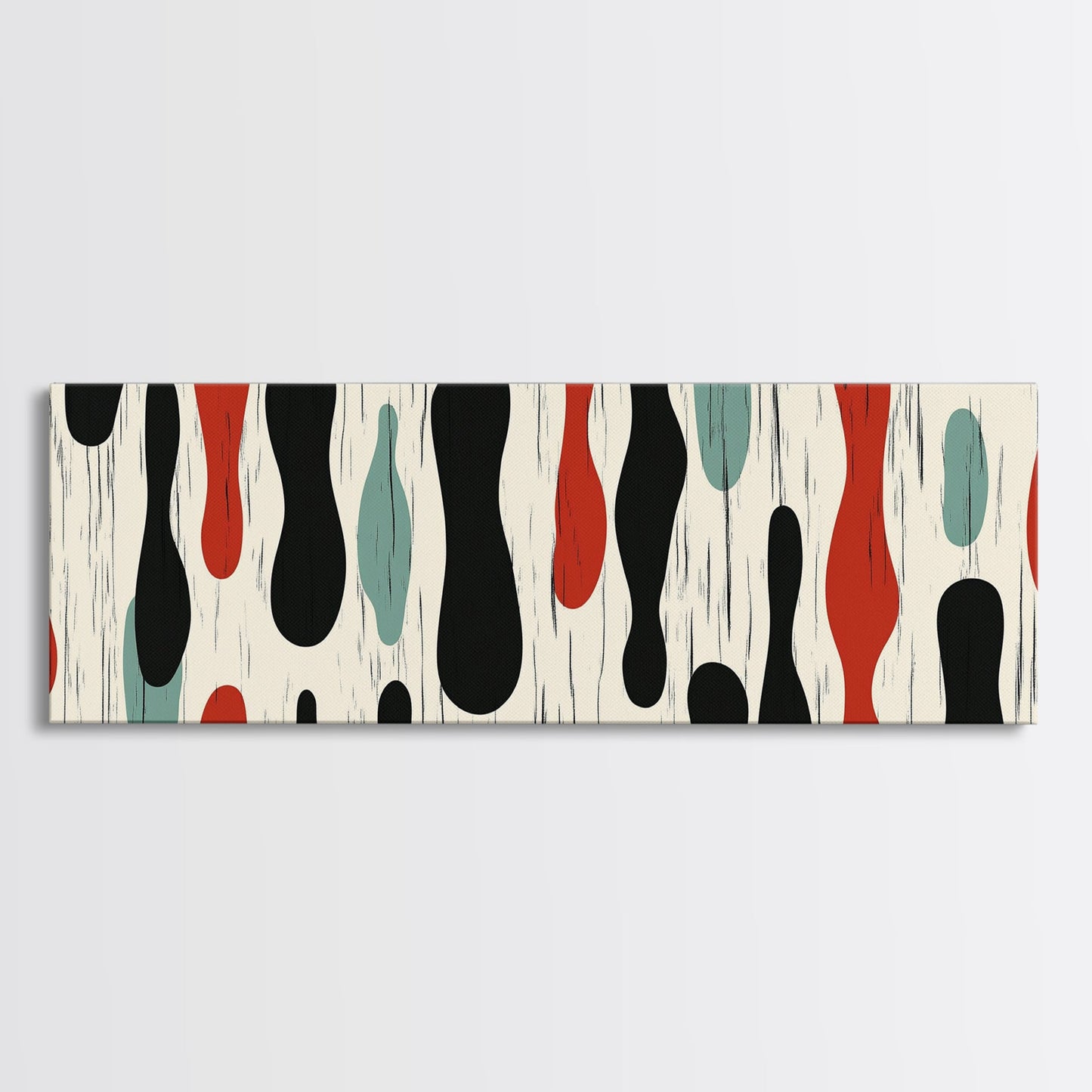 Mid Century Modern Wall Art Framed Canvas - Rain Drops - Panoramic Modern Wall Art Print - Above Bed or Above Sofa Wall Art, Modern Art