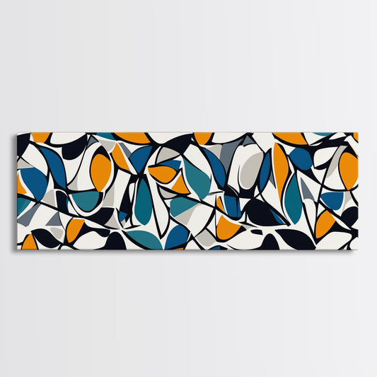 Mid Century Modern Art - Floral Abstract Pattern - Panoramic Canvas Print - Retro Loft Art - Large Wall Art - Geometric Abstract Art
