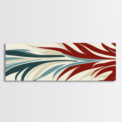 Feathers - Framed Art Deco Canvas Print - Wood Framed Art - Extra Wide Panoramic Art - Oversized Art For Large Space