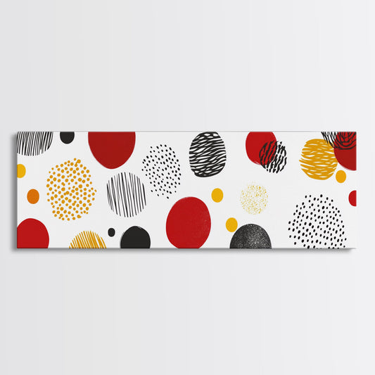 Polk Dots MCM Wall Decor, Framed Canvas, Canvas Print, Midcentury Modern Abstract Art, White Background, Eclectic Kitsch Home Decor