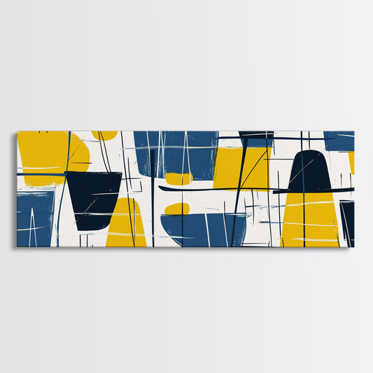 Large Colorful Abstract Painting - Blue, Yellow and Black Abstract Art - Abstract Art Large Canvas Modern Art for Above Sofa