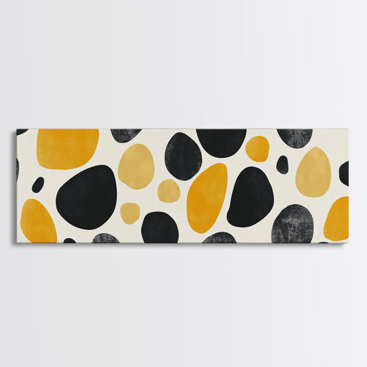 Stones In A River Bed, Frames Canvas Print, Black, Gold and White Abstract Painting Print, Modern Home Decor, Mid Century Modern Wall Art