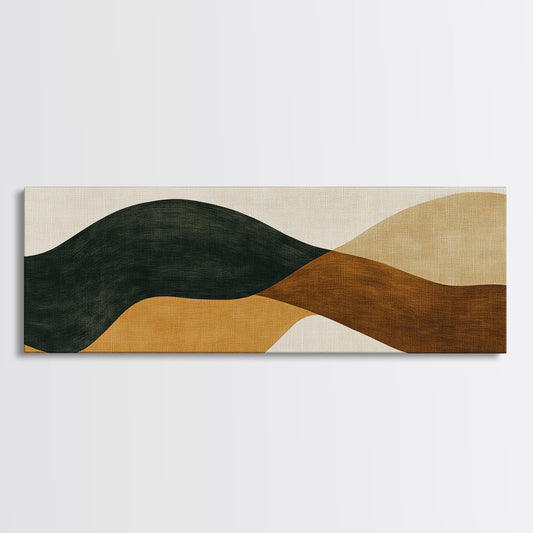 Earth Tones Abstract Painting Print, Eclectic Boho Style Wall Art, Oversized Panoramic Print, Above Sofa Abstract Painting