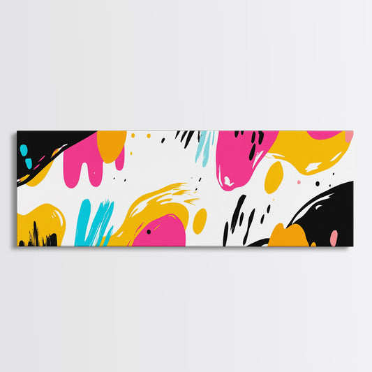 1990s American Mall Inspired Wall Art, Shopping Mall Decor, Framed Canvas Art, Canvas Print, Pink and Turquoise Retro Vintage Wall Art