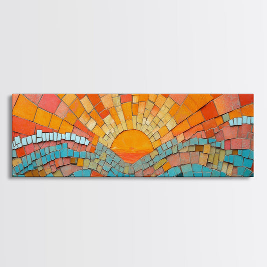 Sunset Mosaic Tiles Canvas Print - Retro Home Decor - MCM Style Wall Art - Above Sofa Canvas Art - Mosaic Artwork