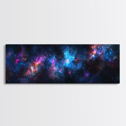 Galaxy Print Wall Art, Space Decor, Scifi Wall Art Framed Canvas Print, Universe and Stars Panoramic Wall Art