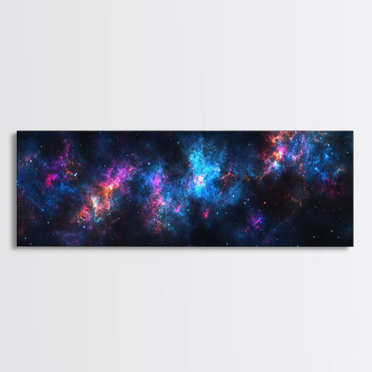 Galaxy Print Wall Art, Space Decor, Scifi Wall Art Framed Canvas Print, Universe and Stars Panoramic Wall Art