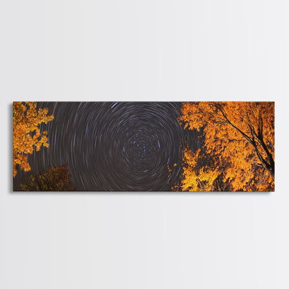 Time Lapse Photography Style Print, Panoramic Wall Art, Starry Night Sky Photo Print