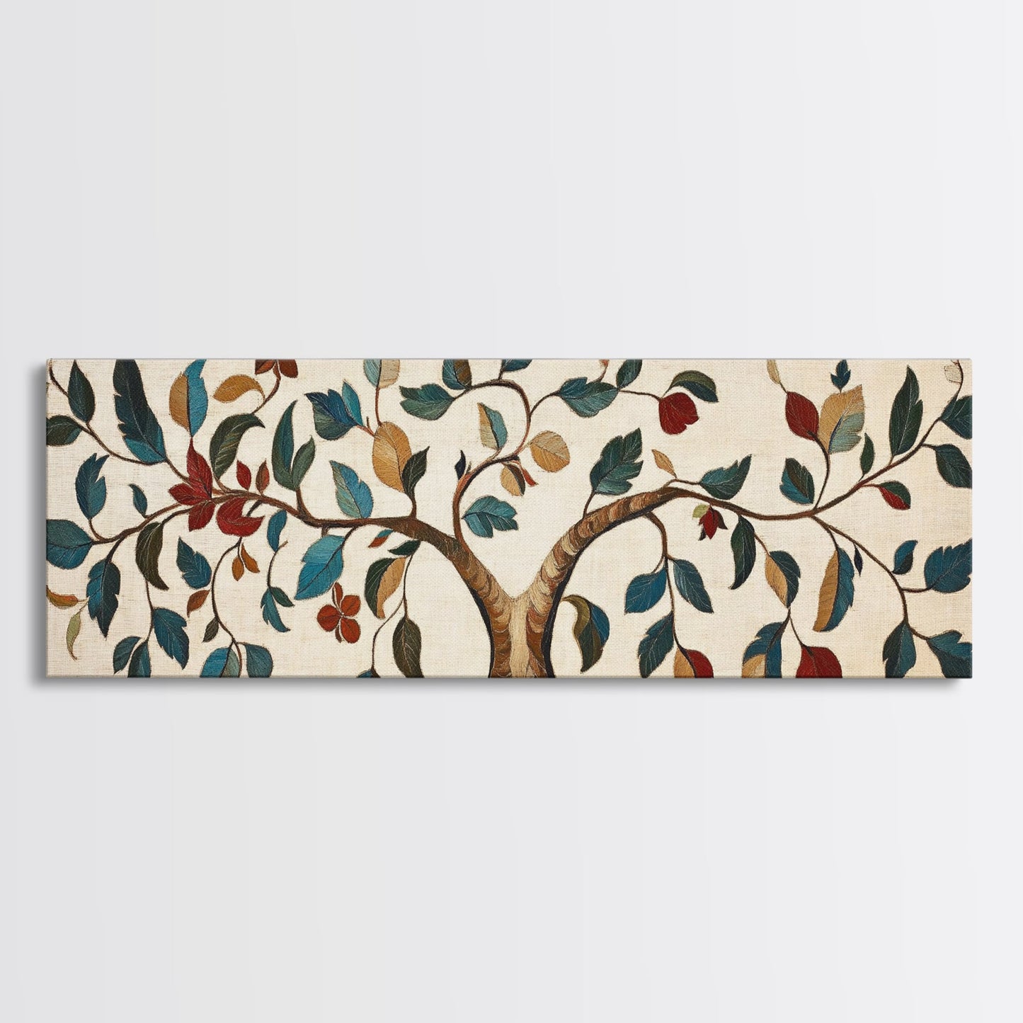 Textile Tree Print - "The Giving Tree" - Framed Canvas Print - Boho Style Wall Art