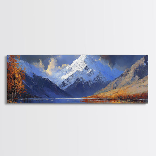 Landscape Wall Art - Framed, Horizontal Landscape Print, Panoramic Landscape Wall Art, Oil Painting Landscape, Above Bed Long Wide Print, Modern Wall Art