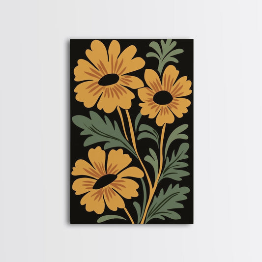 Vintage Mid Century Modern Flower Print on Canvas, Still Life Botanical Art, Flower Market, Living Room Decor, Modern Farmhouse Art