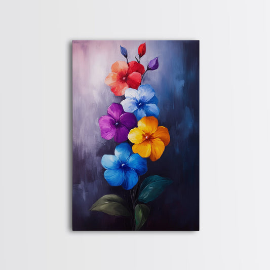 Wild Flower Painting Print On Canvas, Wood Framed Wall Art, Original Art, Flowers Painting, Botanical Print, Modern Art, Living Room Wall Art
