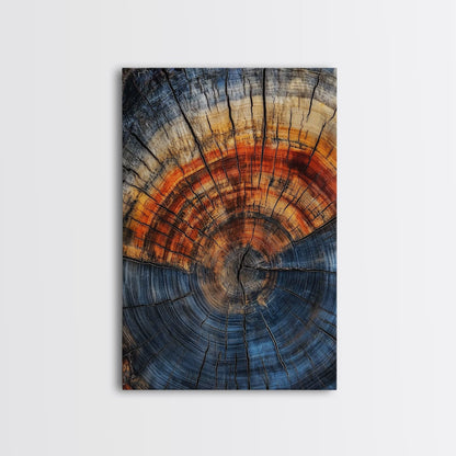 Nordic Style Tree Rings Canvas Print, Modern Farmhouse Rustic Decor, Wood Framed Art, Original Art On Canvas Wood Rings Wall Art Print