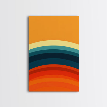 Shades Of The Sun Gradient Painting Print, Wood Framed Canvas, Minimalist Wall Art, Art Deco Inspired Living Room Decor