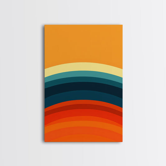 Shades Of The Sun Gradient Painting Print, Wood Framed Canvas, Minimalist Wall Art, Art Deco Inspired Living Room Decor