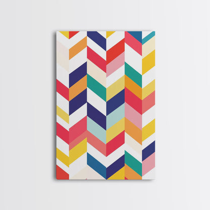 Pastel Chevrons Wall Art, Framed Canvas Print, Wood Framed Wall Art, Framed Wall Art, Gift Idea, Home Decor, Tire Track Print