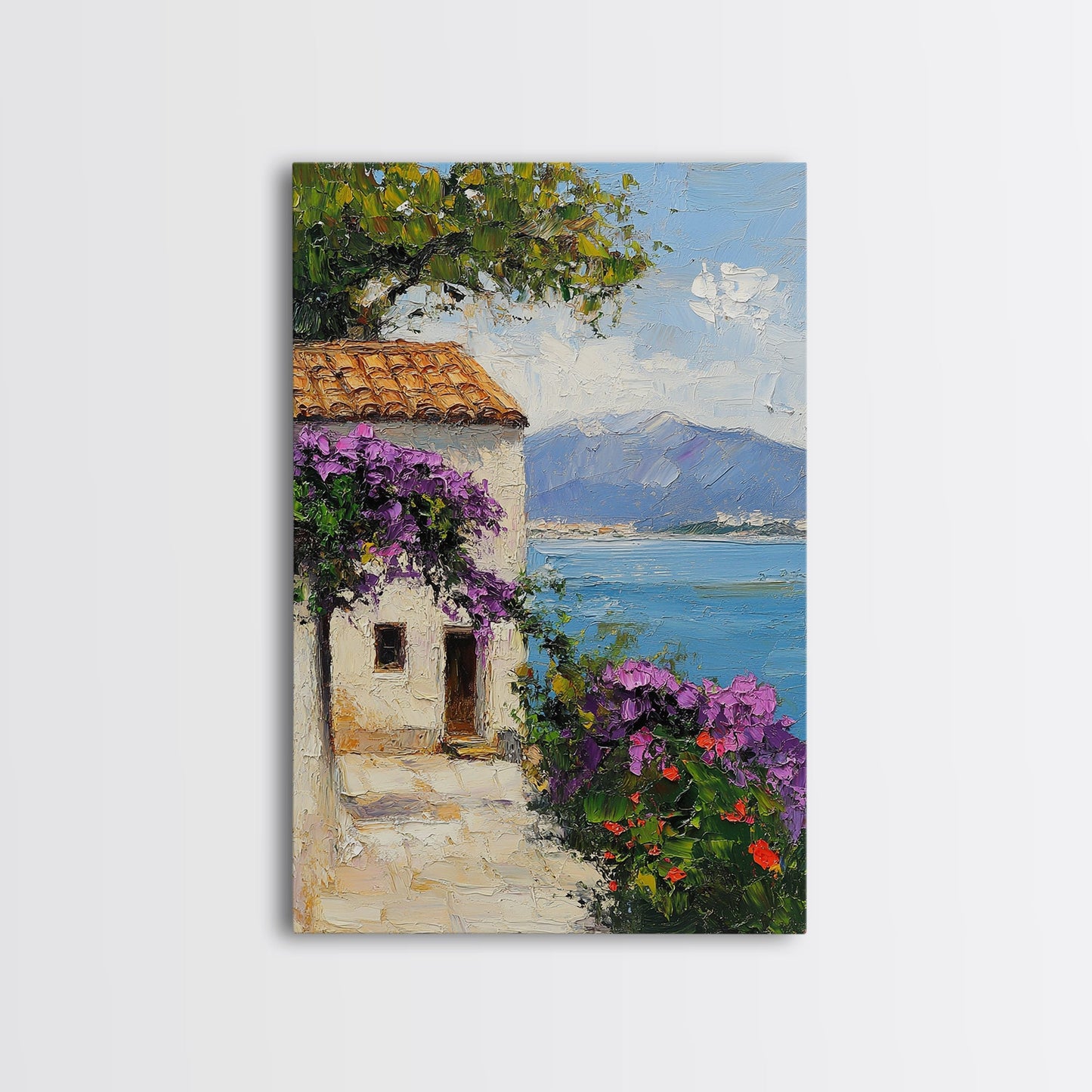 Italian Villa Art - Italy Print - Canvas Print - Gift For Italian, Italy Decor Vacation Gift Idea, Boho Modrn Art, Italy Themed Gift