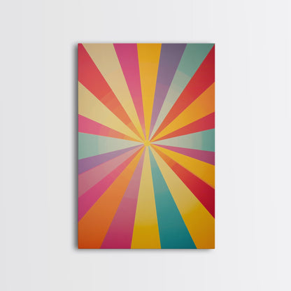 MCM Inspired Wall Art, Fire Engine Red, Slate Green, Storm Grey and Bee Yellow Geometric Framed Canvas Print, Boho Decor