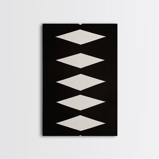 White Diamonds Geometric Aztec Terracota Canvas Print, Modern Farmhouse, Southwestern Art, Arizona Art, Black and White Wall Art
